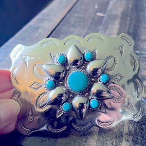 Native silver belt buckle